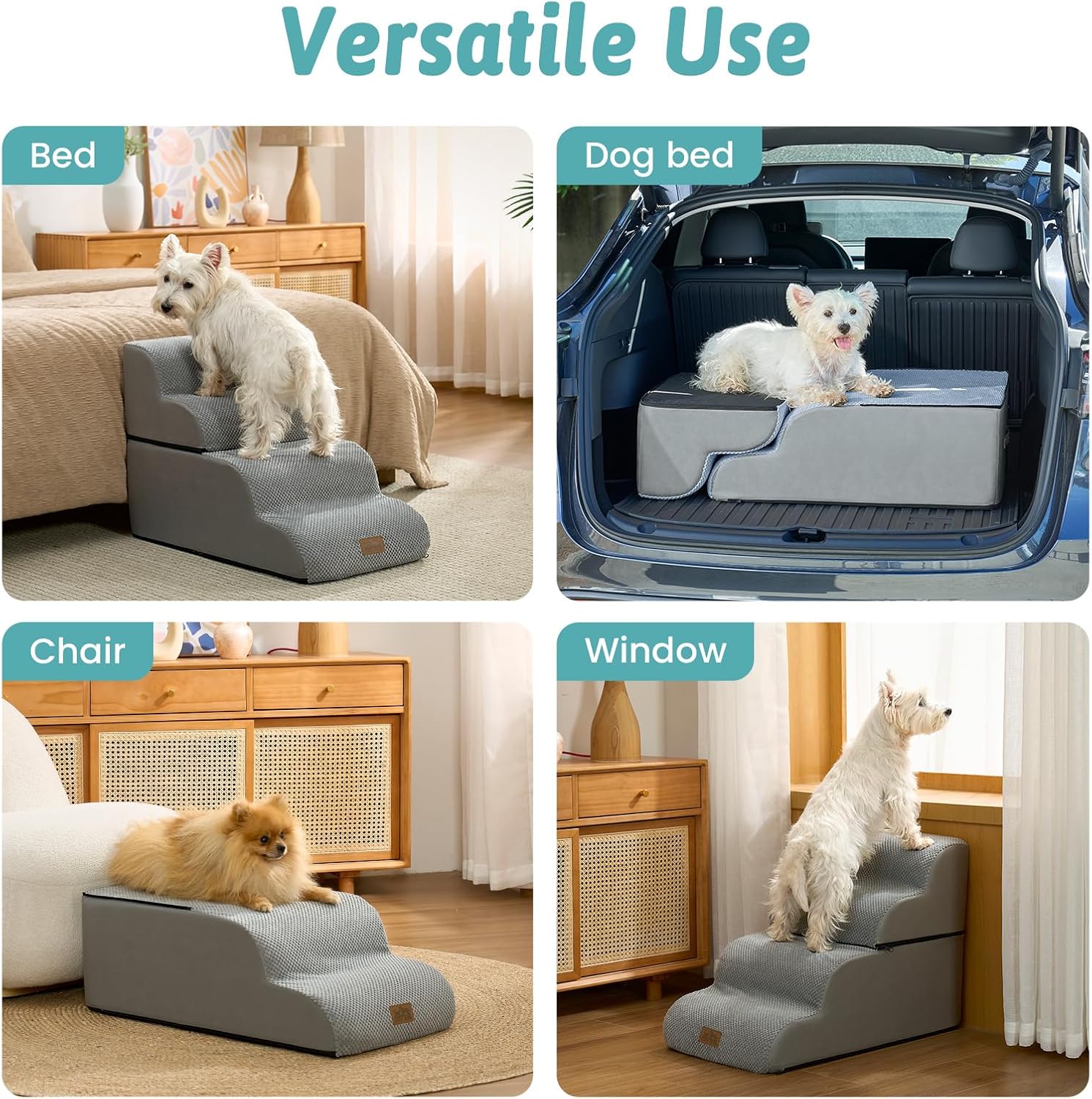 Thumbnail 6 de COZY KISS Dog Stairs for Small Dogs 19.7" H – Detachable, Foam-Backed Steps with TPU Exterior