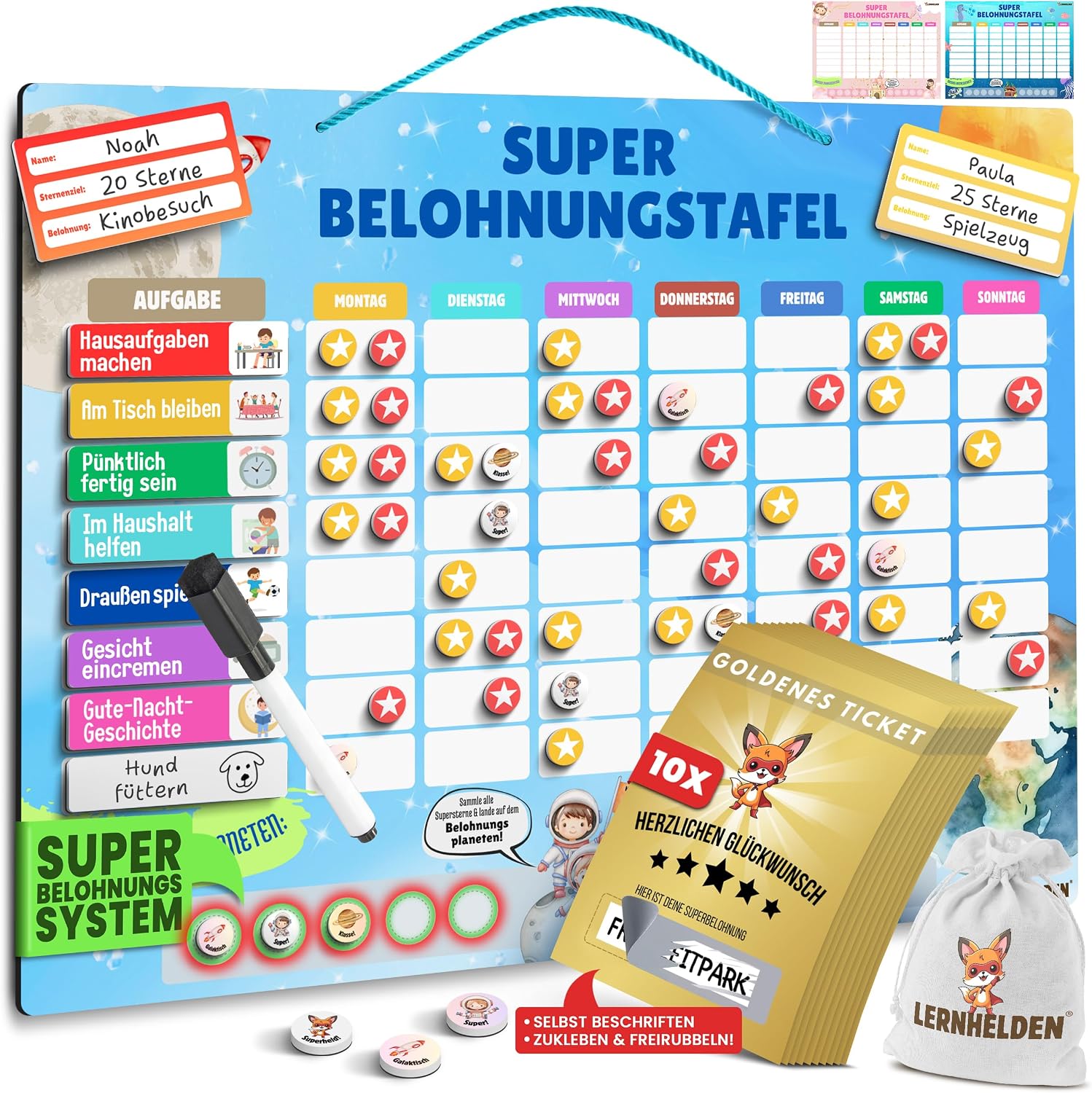 Detalle de Lernhelden Belohnungstafel 100 Aufgaben 🧩