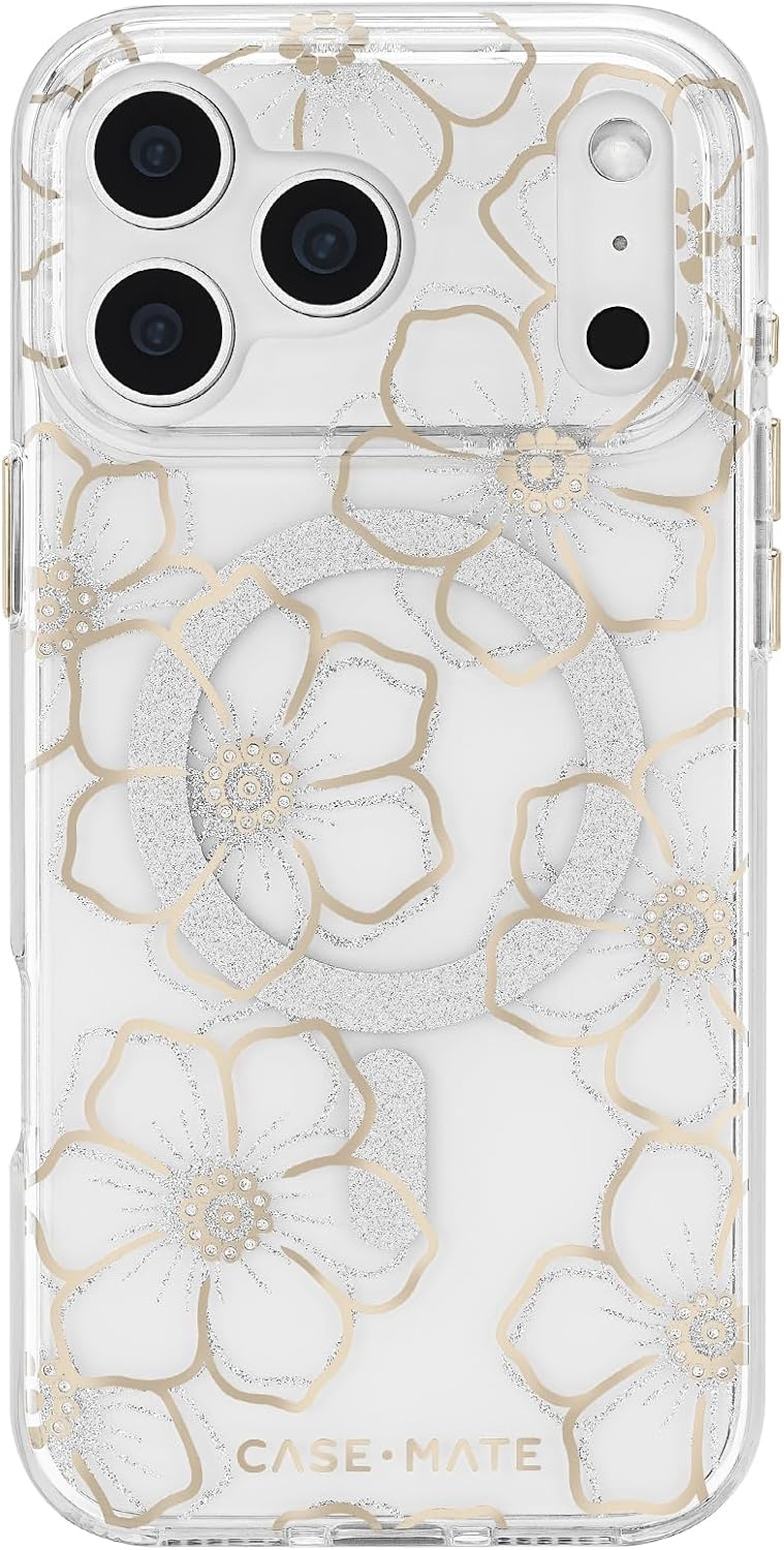 Detalle de Case-Mate iPhone 17 Pro Max Sparkly Floral MagSafe 12ft Drop Protection
