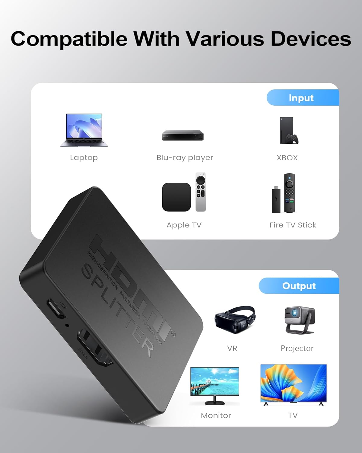 Thumbnail 4 de NEWCARE HDMI Splitter 1-in-2 for Dual Monitors