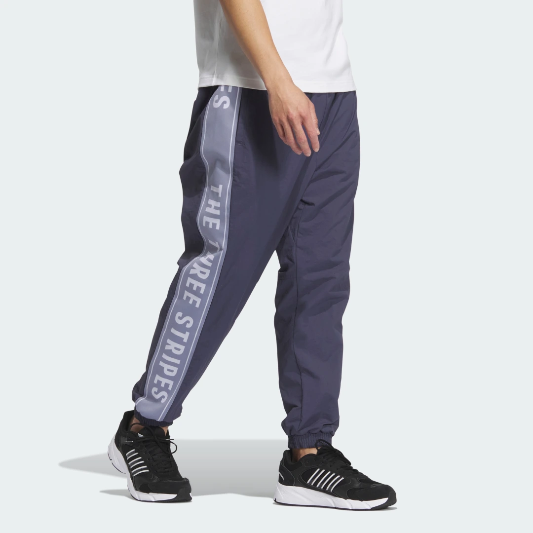 Thumbnail 2 de Adidas Wording Loose Fit Wrinkled Nylon Woven Brushed Tricot Lined Pants (Gender Neutral) – Azul