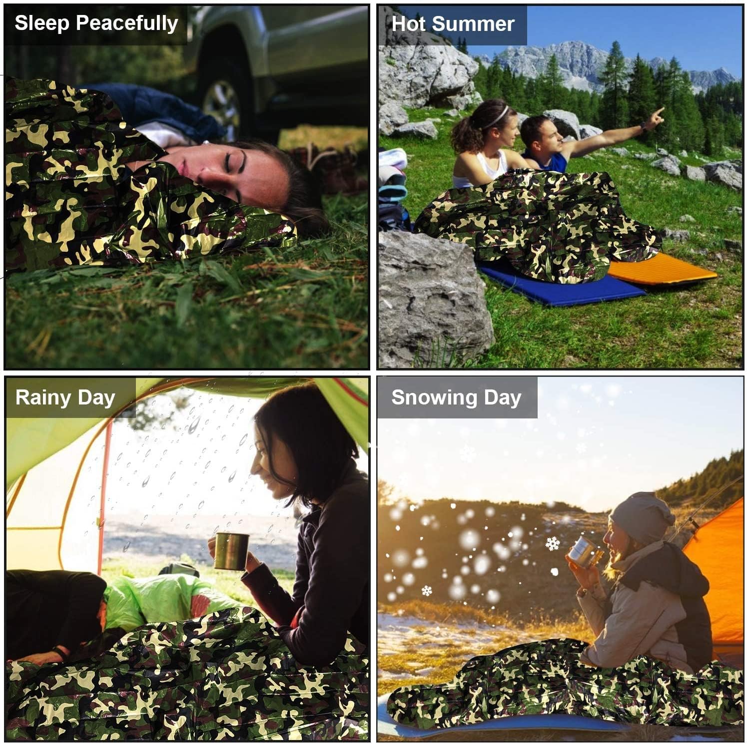 Detalle 2 de HONYAO Emergency Bivvy Bag – portable waterproof survival shelter & emergency sleeping bag liner