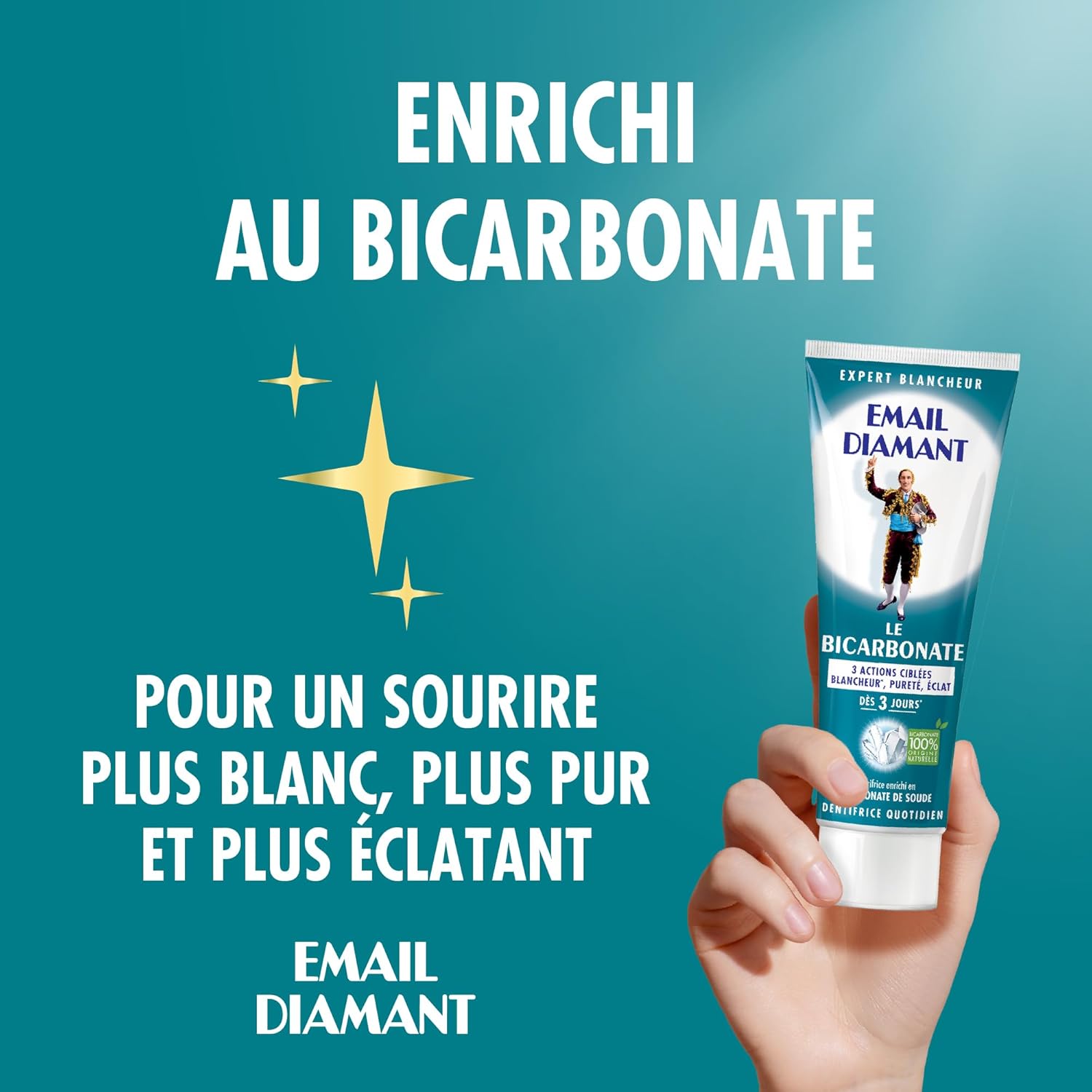 Detalle de Email Diamant Bicarbonate – Dentifrice Blancheur, Purité et Éclat – Lot de 2 tubes 75 ml