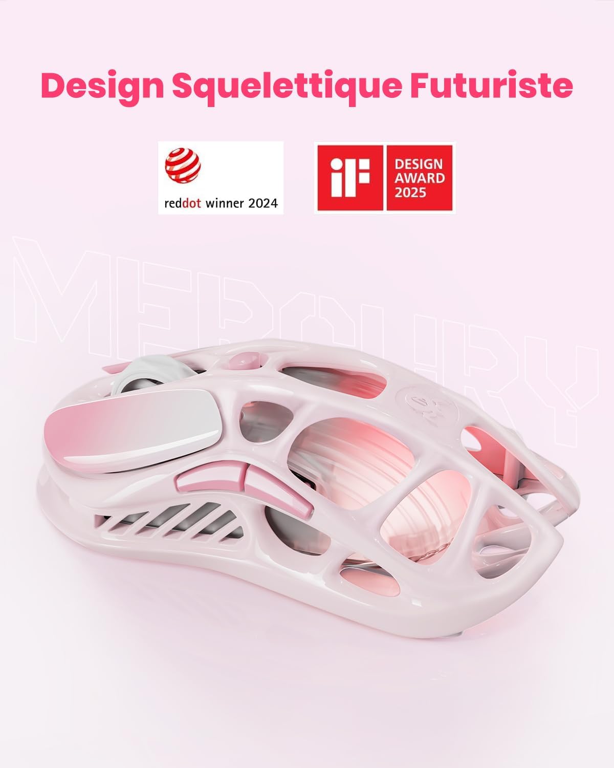 Detalle de GravaStar Mercury M1 Pro – Souris gaming ergonomique en alliage de magnésium léger, triple connexion 2,4G/filaire/Bluetooth