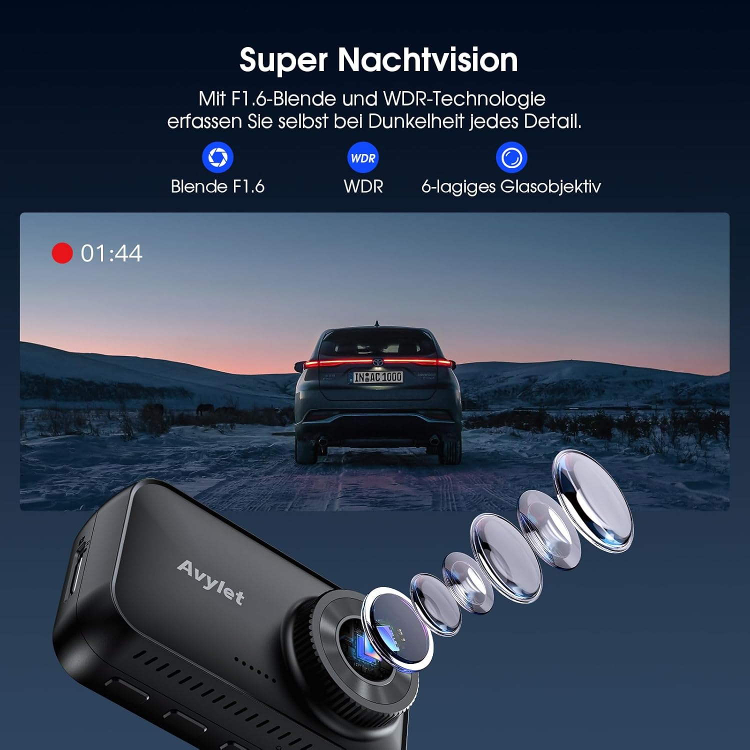 Thumbnail 6 de Avylet Dashcam 4K/2.5K+1080P mit ADAS