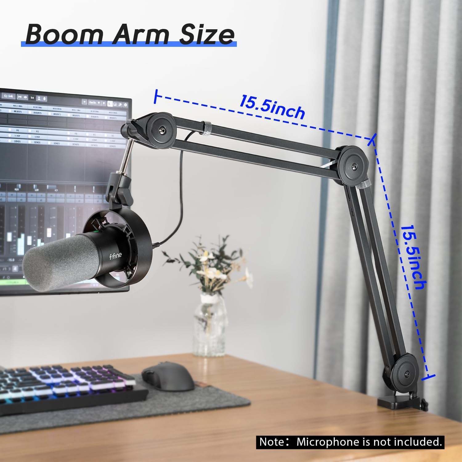 Detalle de FIFINE BM63 Heavy-Duty Microphone Boom Arm with Adjustable Scissor Stand