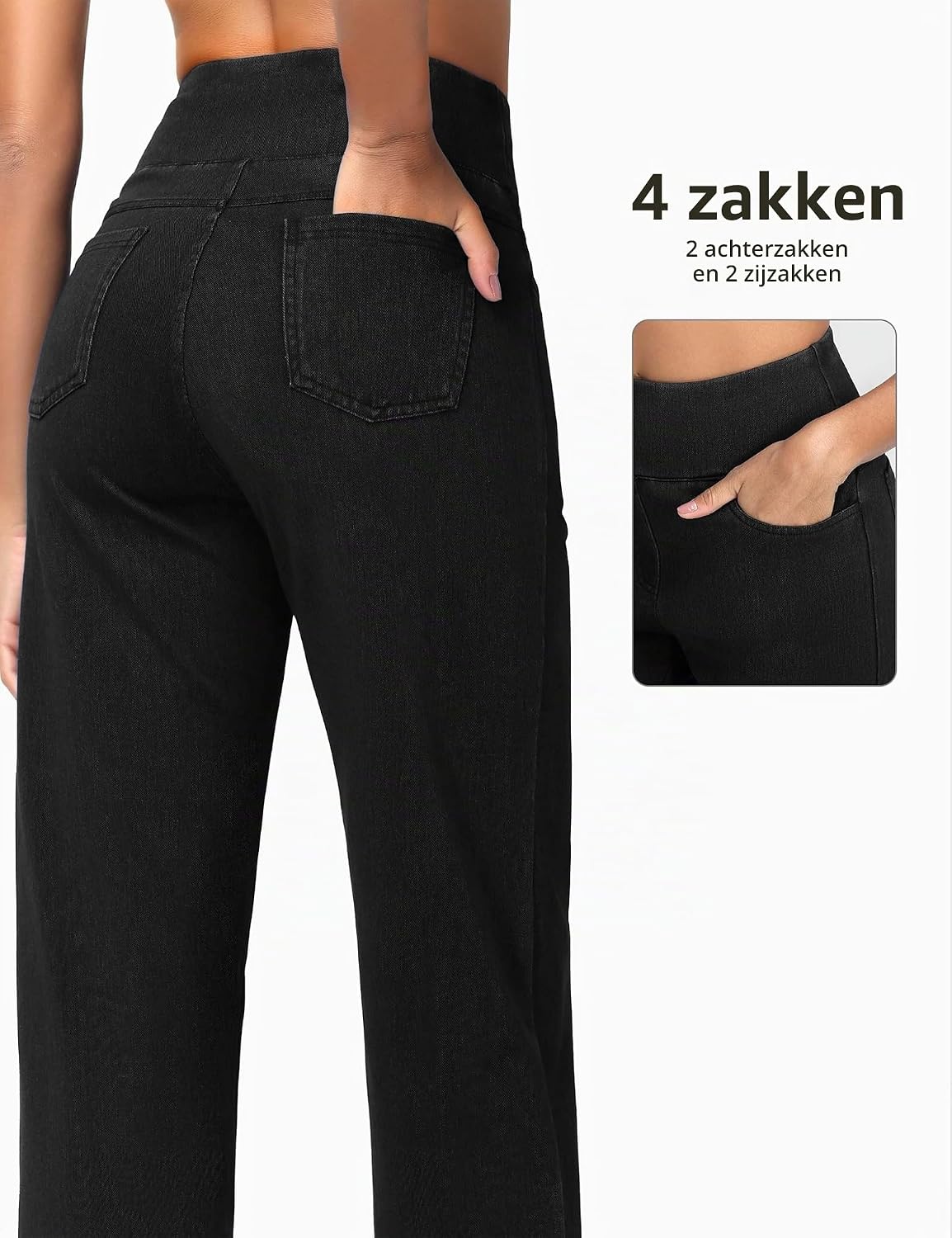 Thumbnail 3 de THE GYM PEOPLE jeans met hoge taille, wijde pijpen en stretch