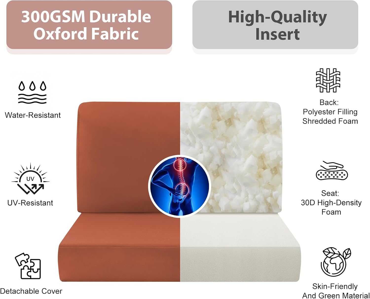 Thumbnail 3 de MuaMelop 14PCS-Spice 14-Piece Patio Cushion Set, 4-Inch Foam