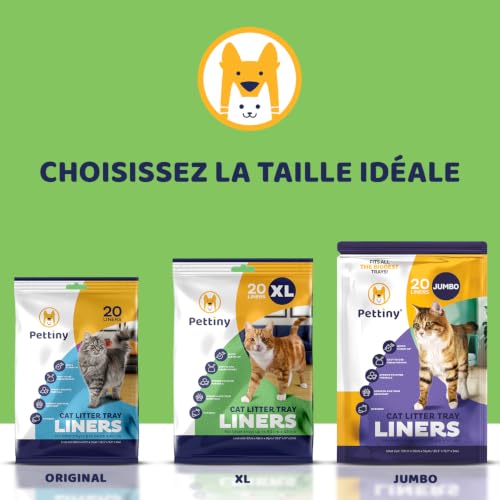 Thumbnail 7 de Pettiny 20 Sacs XL à Litière pour Chat — Sacs résistants avec cordons et doublures anti-griffures pour grands bacs