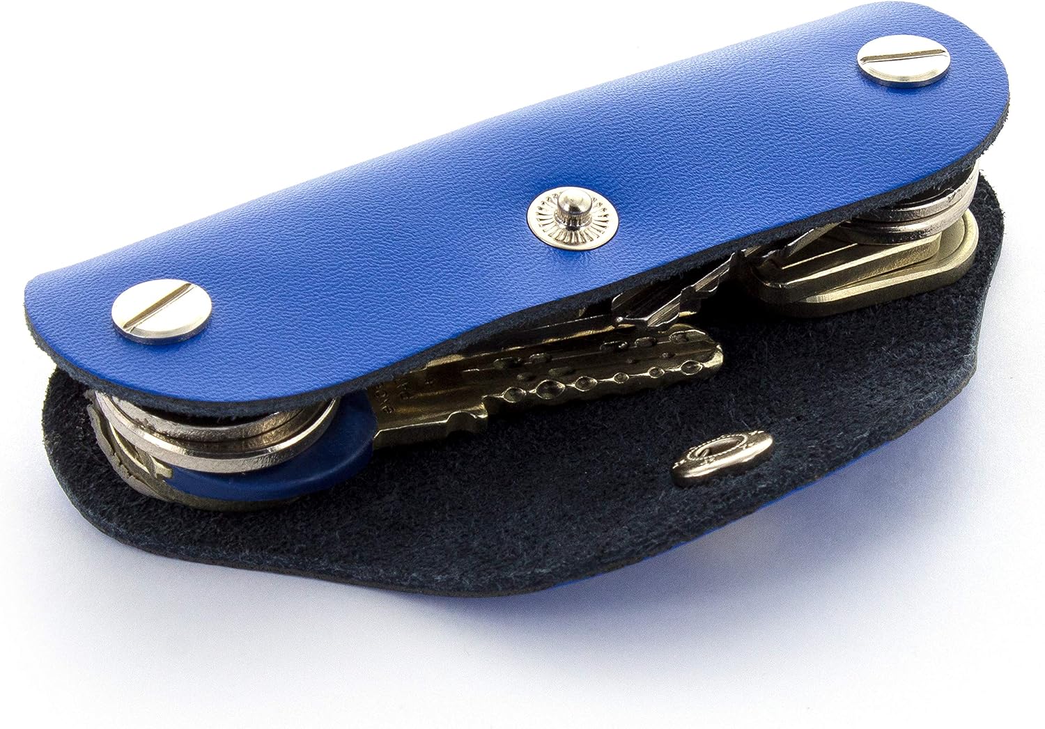 Detalle de Jaimie Jacobs Key Boy Key Organizer aus echtem Leder (blau) – Schlüsselmäppchen für bis zu 12 Schlüssel