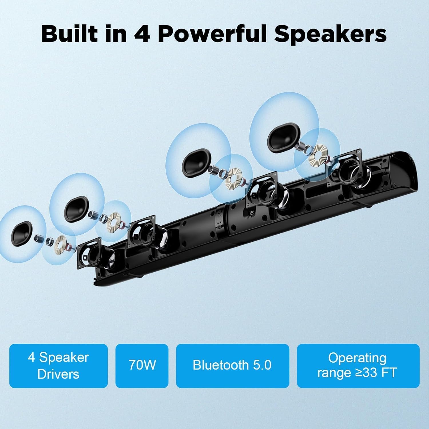 Thumbnail 6 de Vecibel Soundbar for TV: 90W 2-in-1 Detachable Sound Bar with Auto Volume Boost