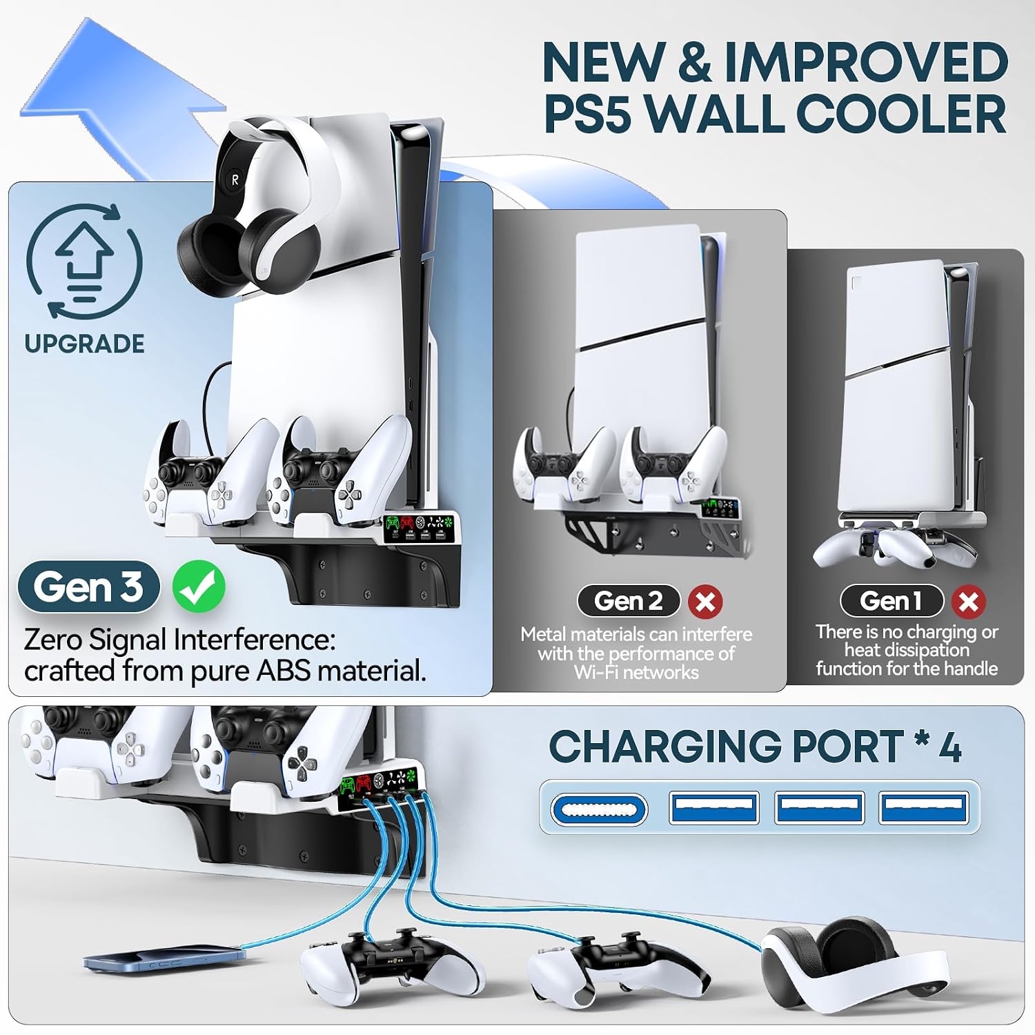 Thumbnail 4 de Tokluck VG-P5326 PS5 Wall Mount with Dual Charging and Adjustable Fans