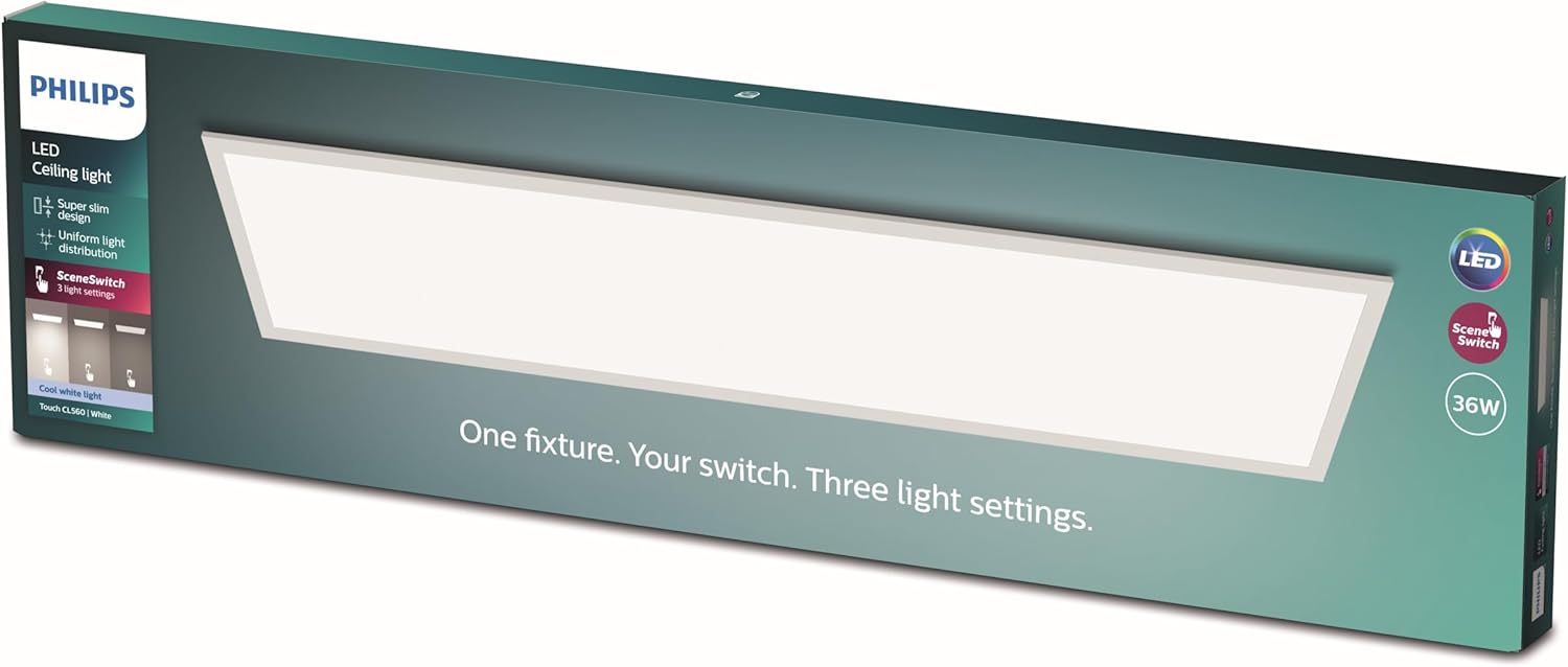 Philips SceneSwitch : panneau LED rectangulaire blanc froid 36 W (4000 K) à intensité variable