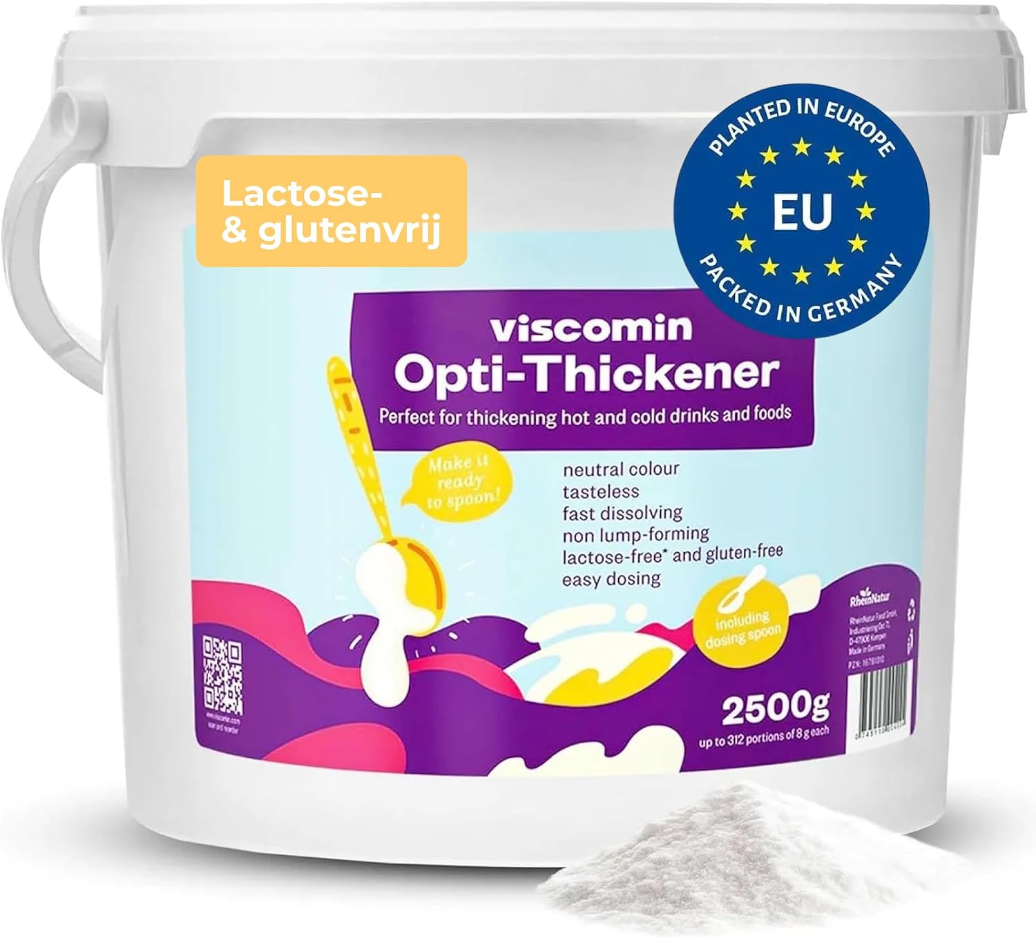 Detalle de RheinNatur Viscomin verdikkingspoeder 2,5 kg voor dranken en voeding