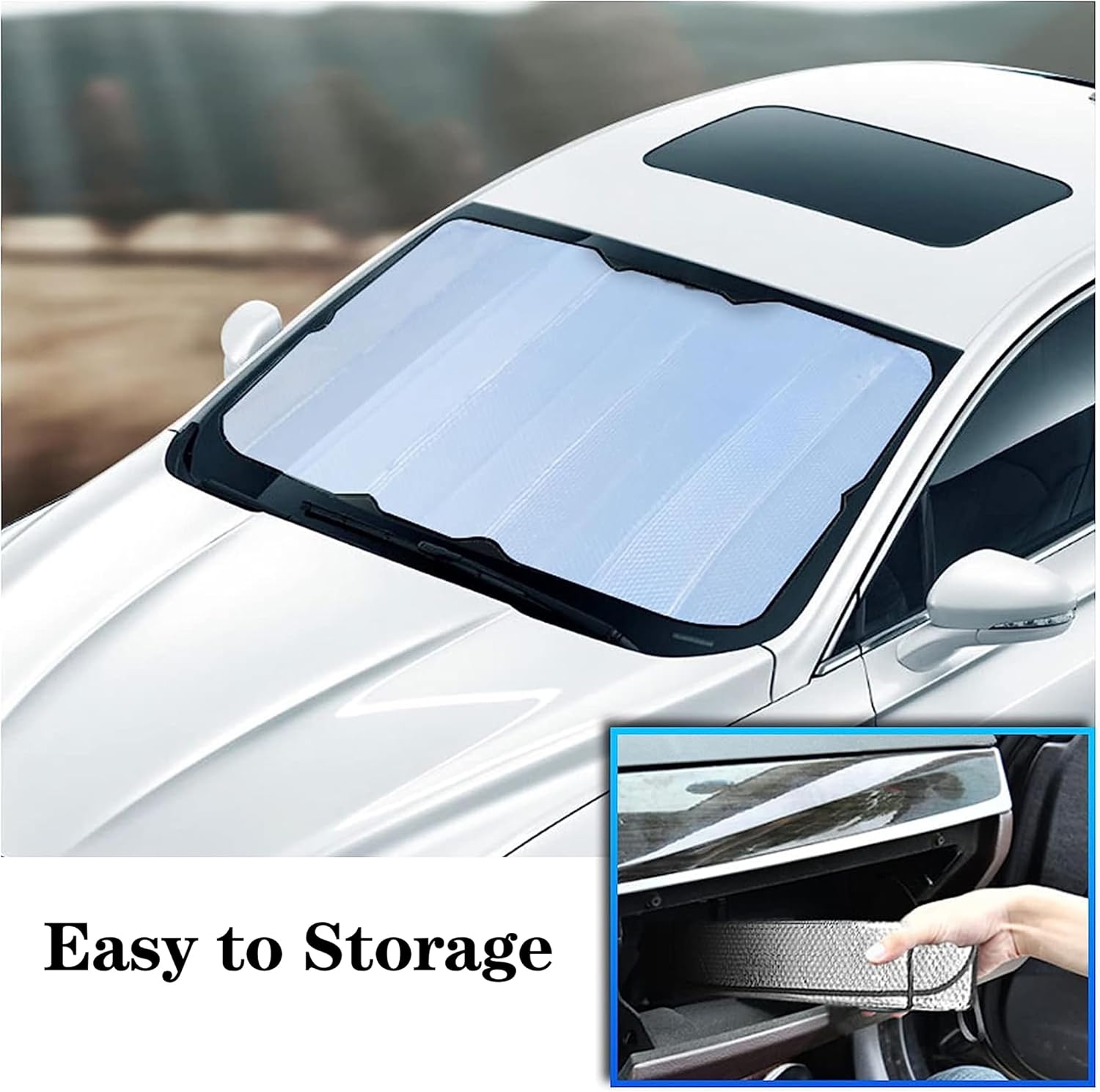Thumbnail 4 de Prelisee Sonnenschutz für die Auto-Frontscheibe – Frontscheibenabdeckung (130 × 60 cm), faltbar