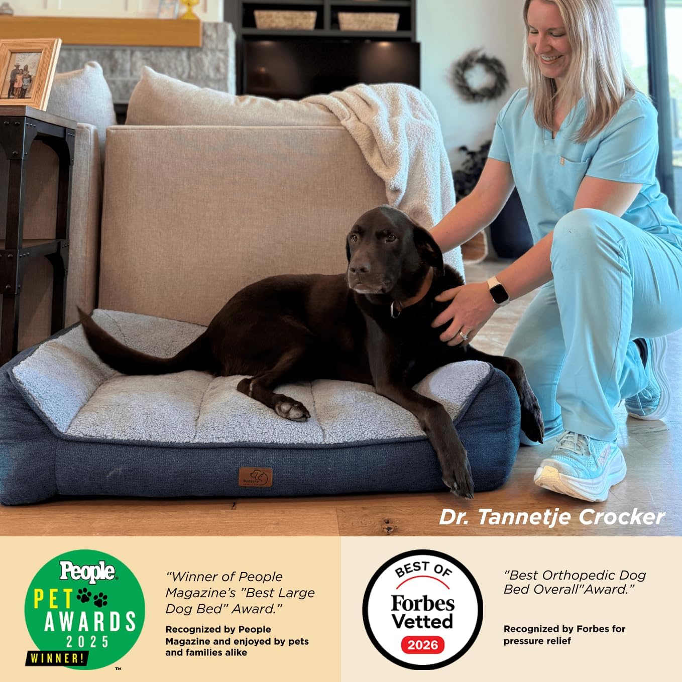 Thumbnail 1 de BEDSURE waschbares Hundebett für große Hunde (122x89 cm) in dunkelgrau – extra dicke Hundesofa mit wasserdichter Hülle