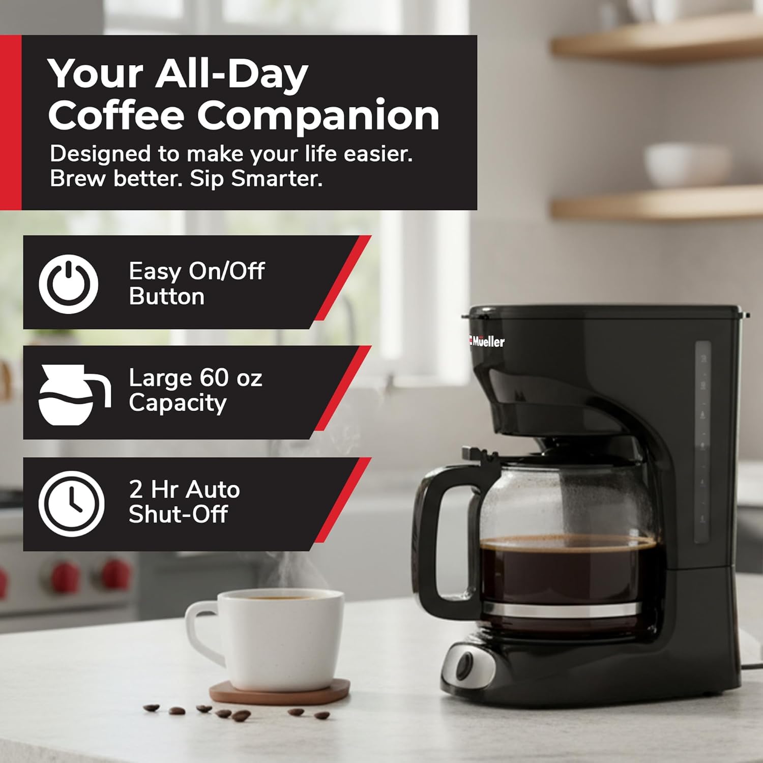 Detalle 2 de Mueller 12-Cup Coffee Maker with Borosilicate Carafe