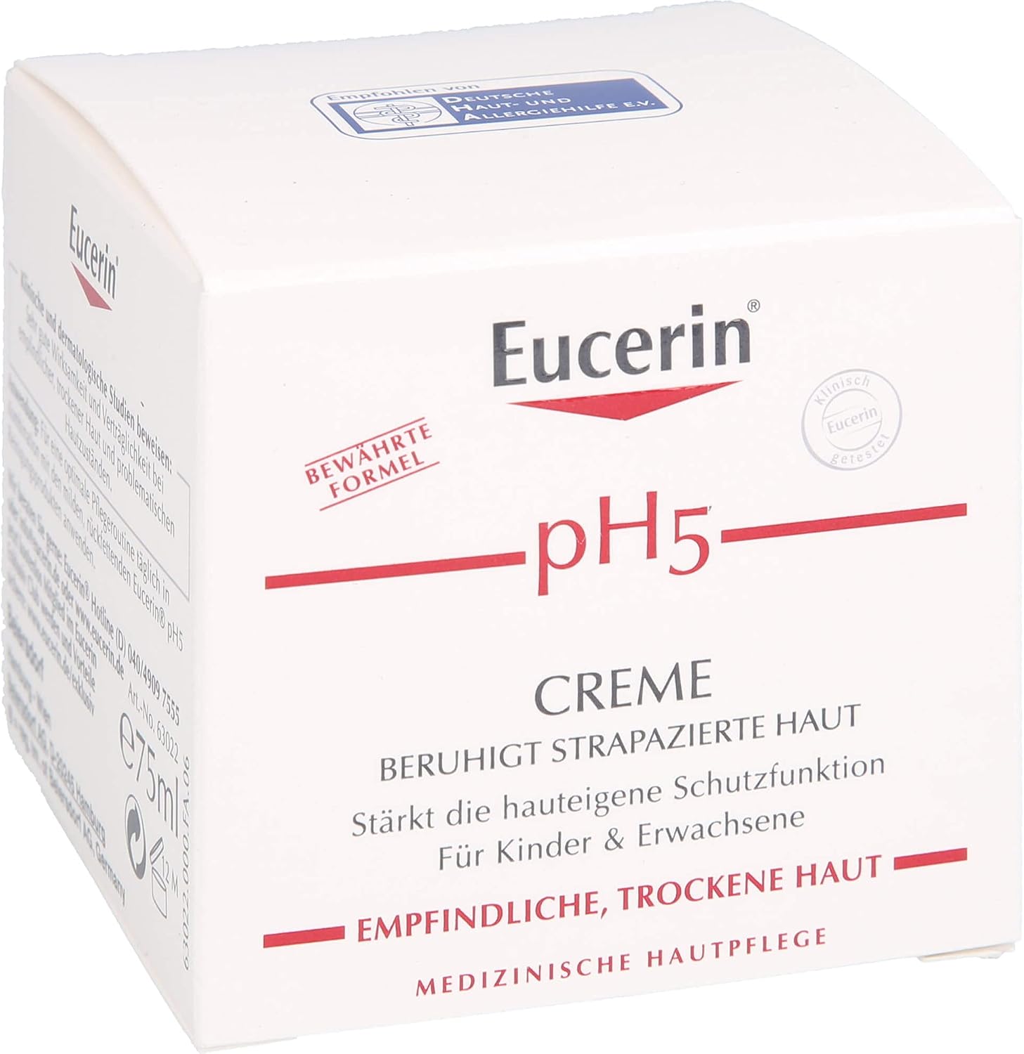 Detalle de Eucerin Crème pH5 75 ml — soin apaisant pour peau sensible