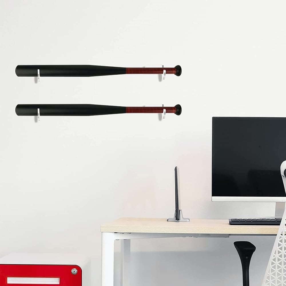Detalle de 2 Pair Baseball Bat Wall Mount – Acrylic Horizontal Display Rack with Hidden Screws