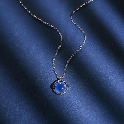 Thumbnail 3 de Circle Sapphire Necklace by Weviway – Blue Gemstone Pendant, 45 cm Silver Handmade Jewellery