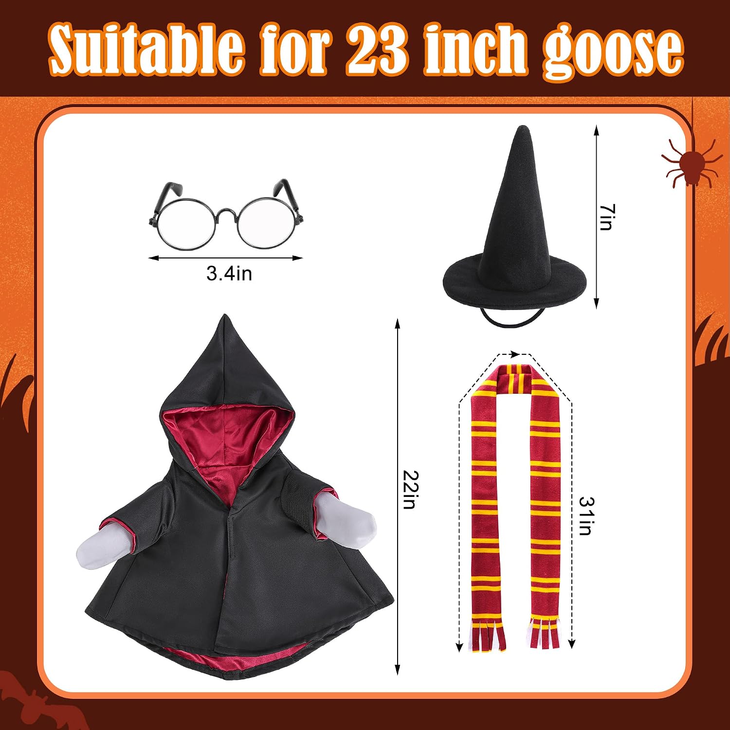 Detalle 2 de Watayo Christmas Wizard Goose Outfit, 4-Piece Set for 23-Inch Lawn Statues