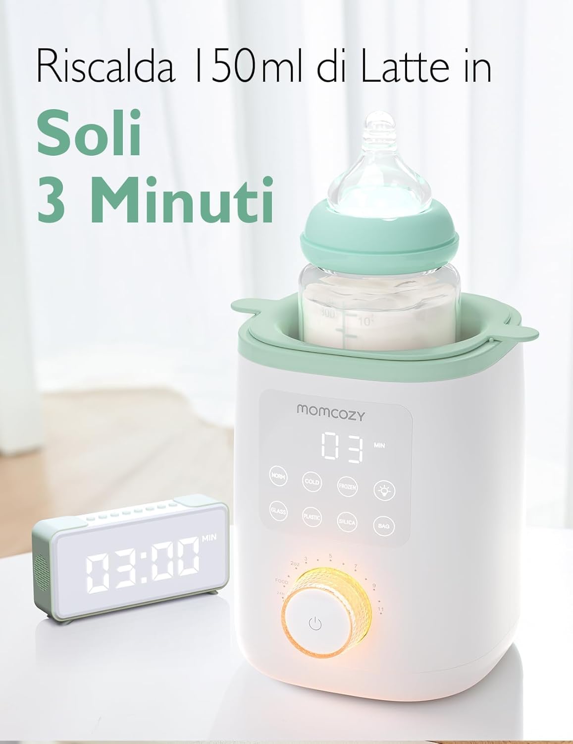 Thumbnail 6 de Momcozy MW02 Nutri ScaldaBiberon Baby: controllo temperatura, luce notturna e 9 funzioni integrate