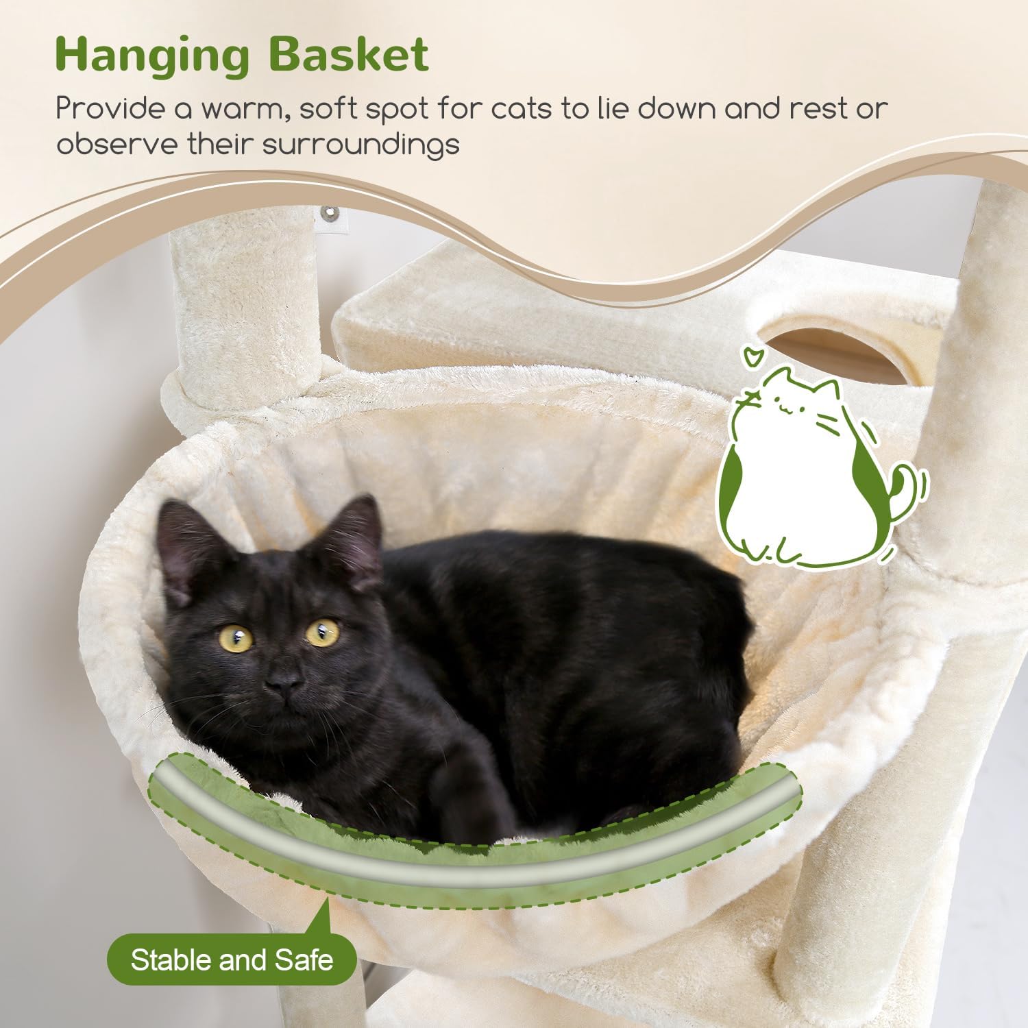 Detalle 1 de Globlazer F76 Cat Tree, 76.38-Inch, 7 Levels, Sisal and Plush, Beige