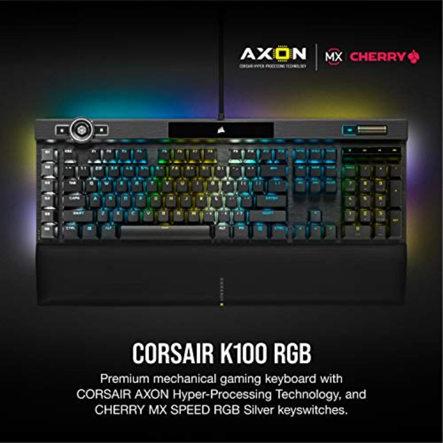 Thumbnail 1 de Corsair K100 RGB Mechanical Gaming Keyboard (Cherry MX Speed RGB Silver) — PBT Double-Shot, iCUE Compatible, NA QWERTY, Black