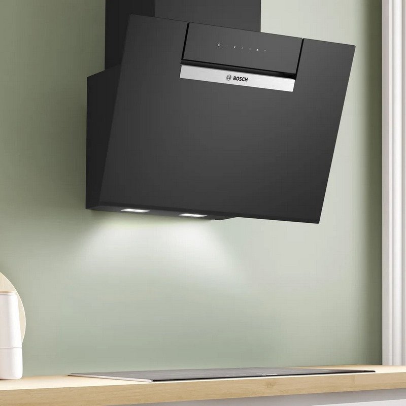 Thumbnail 1 de Bosch Serie 4 DWK67FN60 campana decorativa de 60 cm con cristal negro y motor EcoSilence™