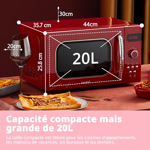 Thumbnail 7 de Comfee CMSRO 20 di rd Micro-ondes rétro 20 L, 800 W, rouge passionné