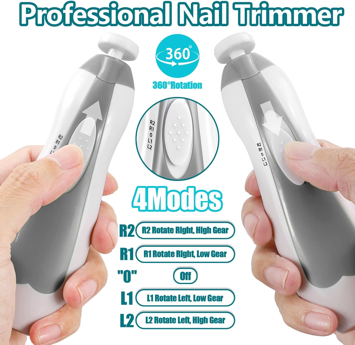Thumbnail 3 de Qunlions life Baby Nail Trimmer Electric: 6-in-1 Rechargeable Grooming Kit (Grey)