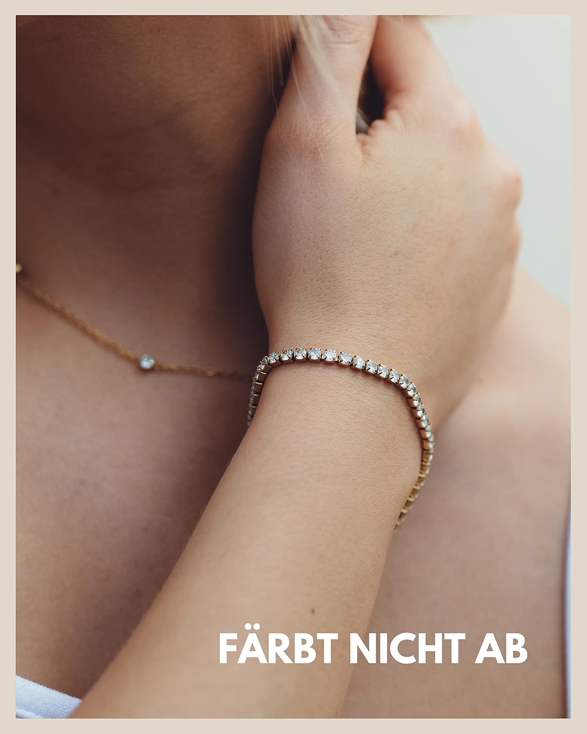 Detalle 2 de GD GOOD.designs Tennisarmband für Damen mit Cubic Zirkonia – Armkette in 18K Gold, Roségold oder Silber
