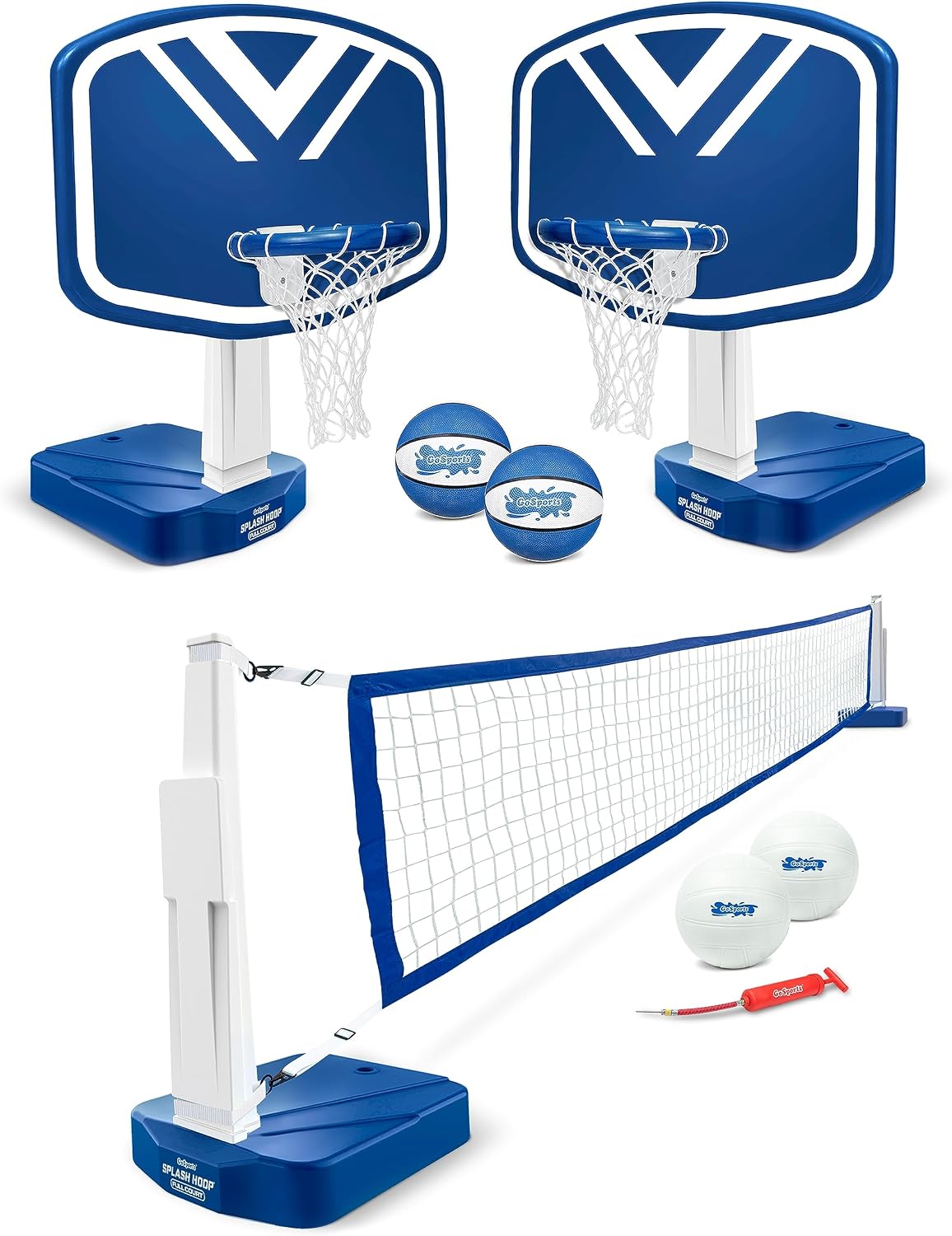 Detalle de GoSports Splash Hoop 2-in-1 Full Court Pool Basketball & Volleyball Game Set