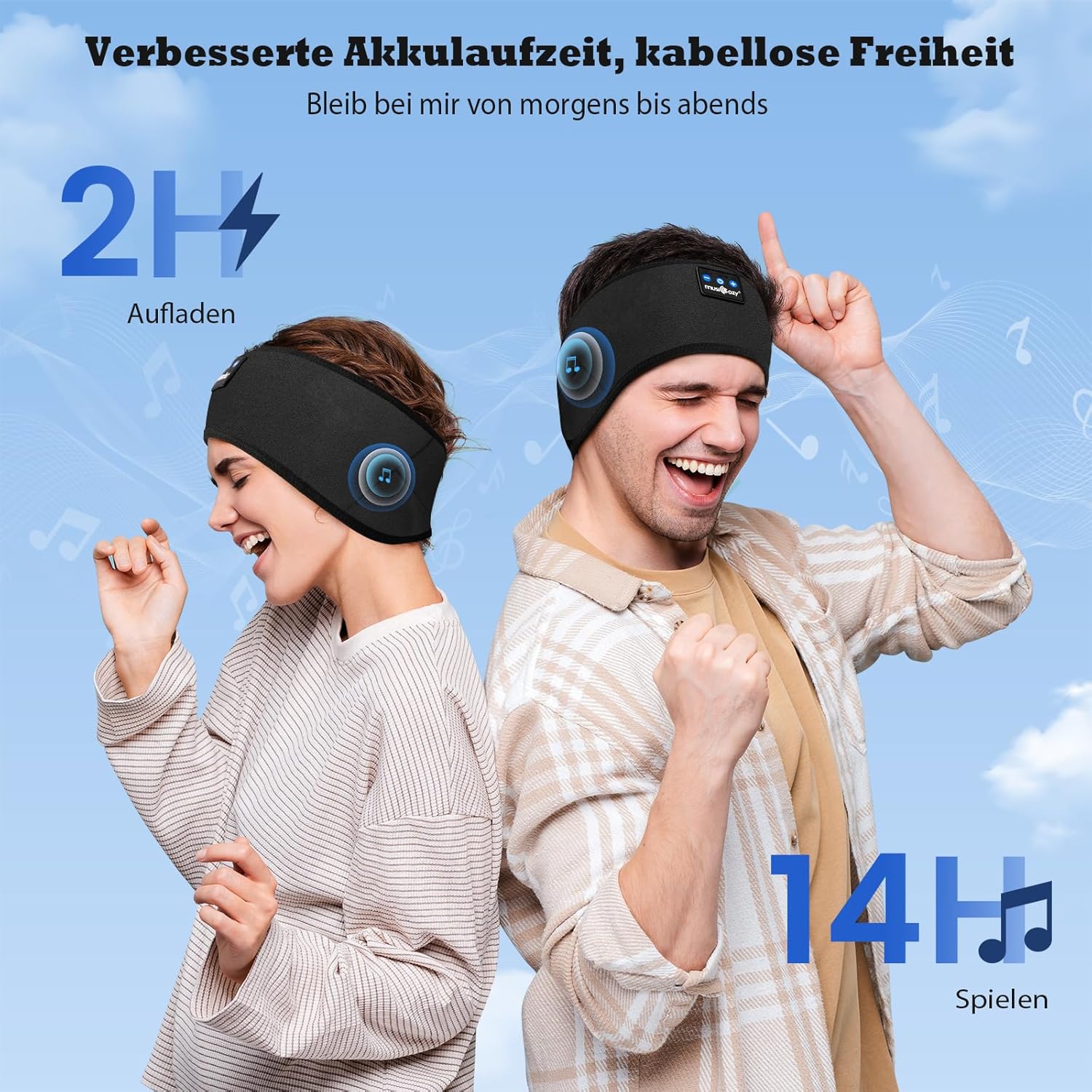 Detalle 2 de MUSICOZY Schlafkopfhörer Stirnband Bluetooth für Seitenschläfer