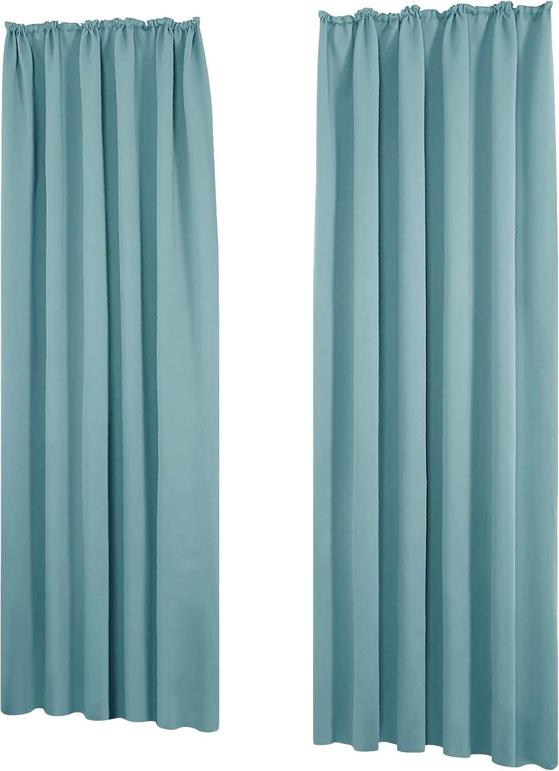 Detalle de Deconovo Tende Oscuranti Termiche con Nastro a Matita – 2 Modelli, 140x260 cm, Blu Cielo