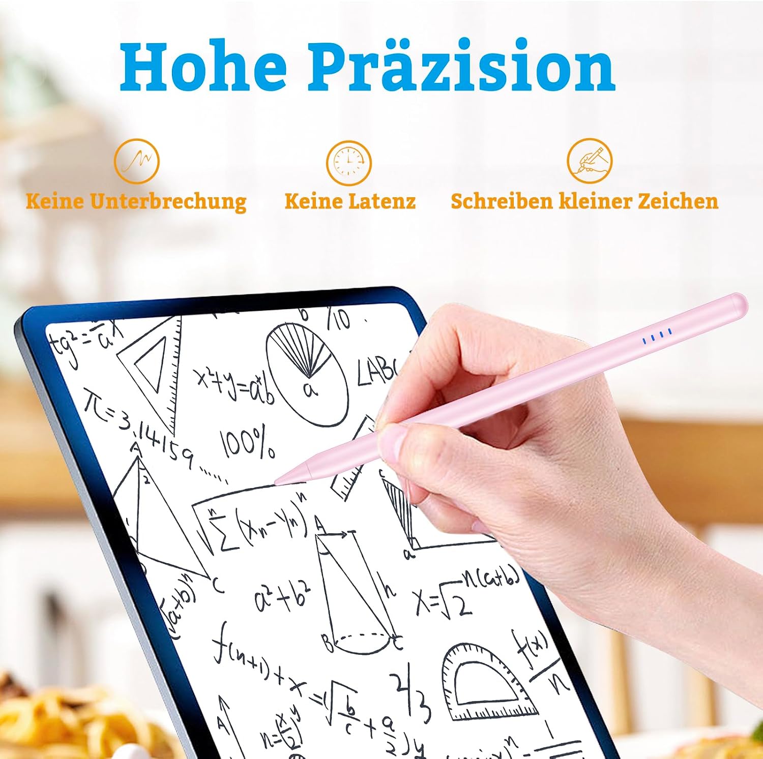 Thumbnail 6 de iPad Stift (Apple Pencil kompatibel) für iPad 2018–2025, mit Neigungssensor, Palm Rejection und Type‑C Schnellladung – Rosa