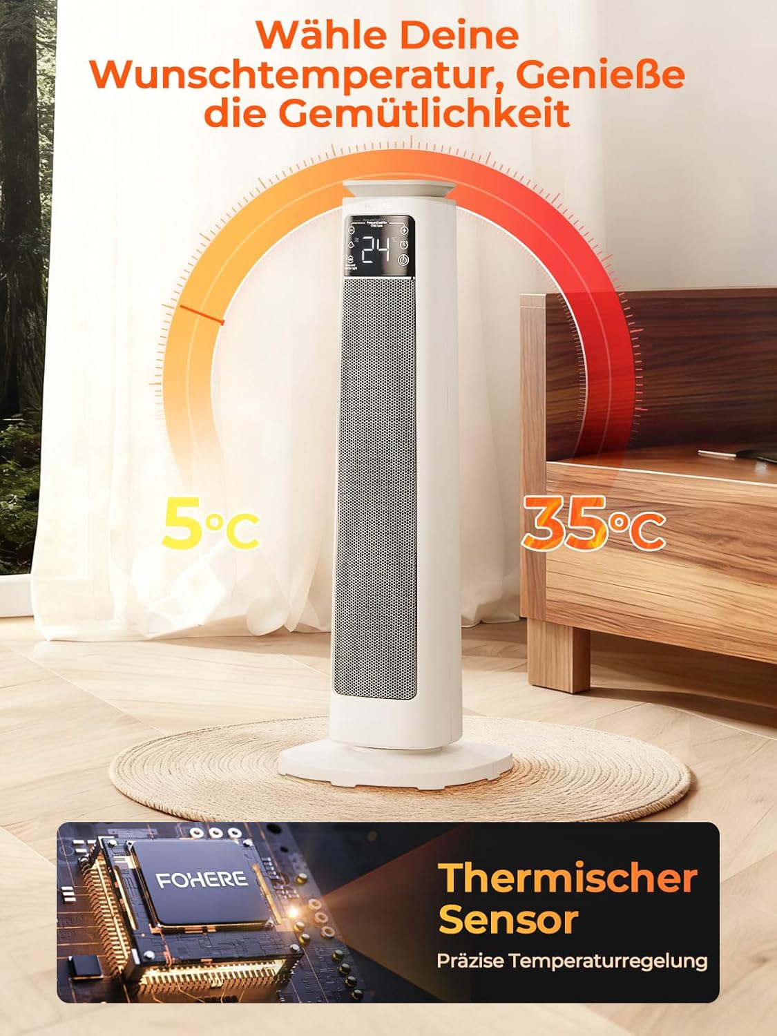 Thumbnail 2 de Heizlüfter Energiesparend 2000W mit PTC Keramik: leise, flexibel und smart