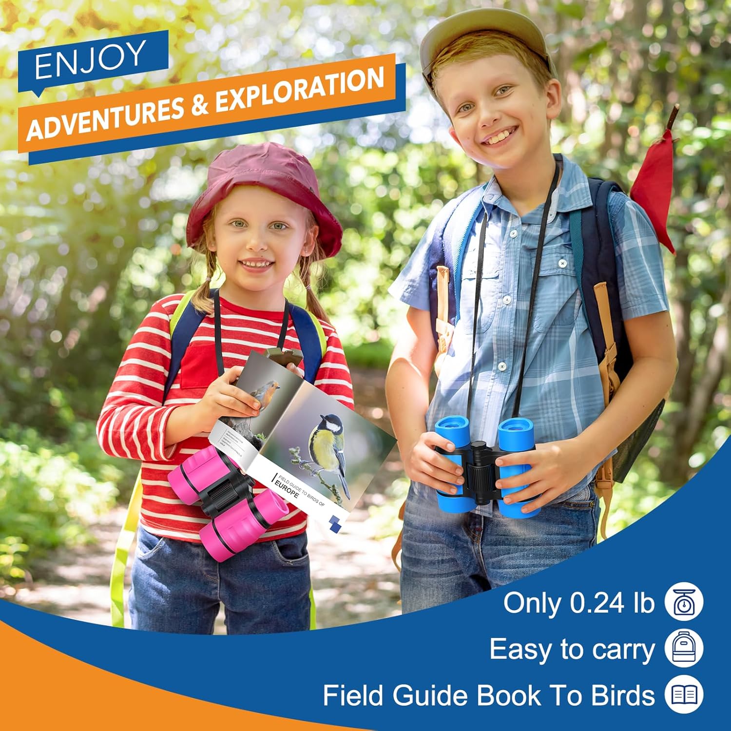 Detalle de Kids Binoculars 3–9 for Boys (4x magnification) – Early Christmas stocking filler with carry bag & strap