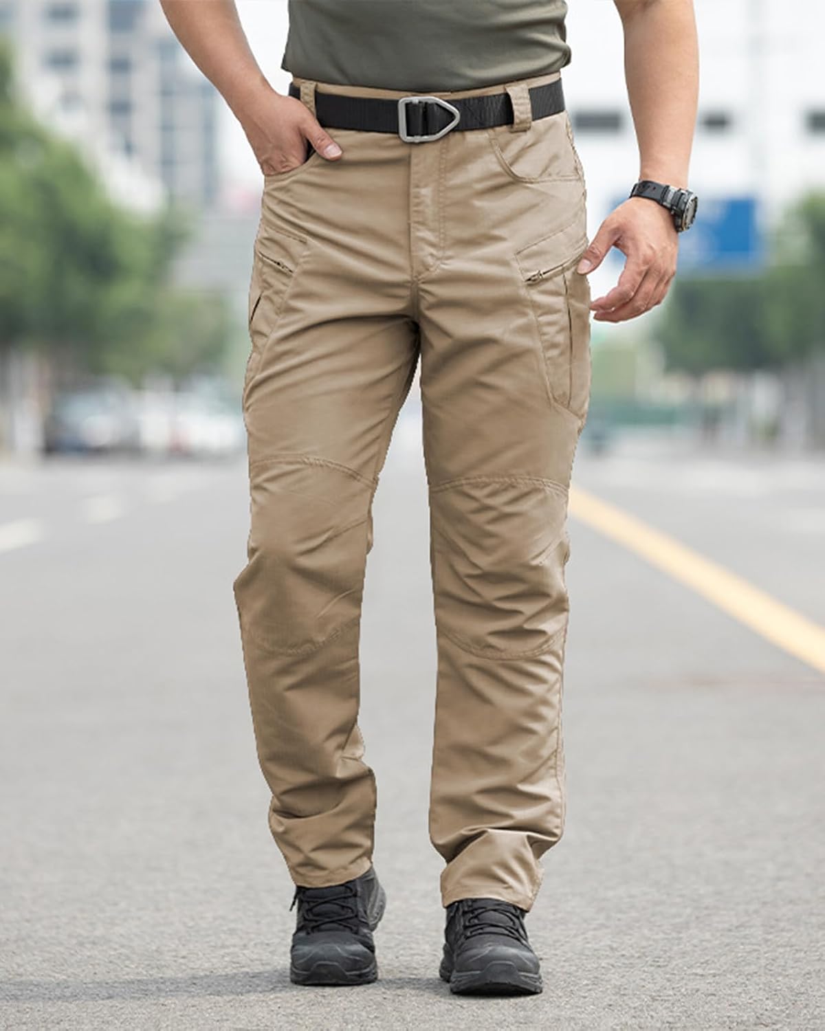 Detalle de Tooprvix Men's Stretch Tactical Cargo Pants, Water-Resistant Ripstop, 6 Pockets