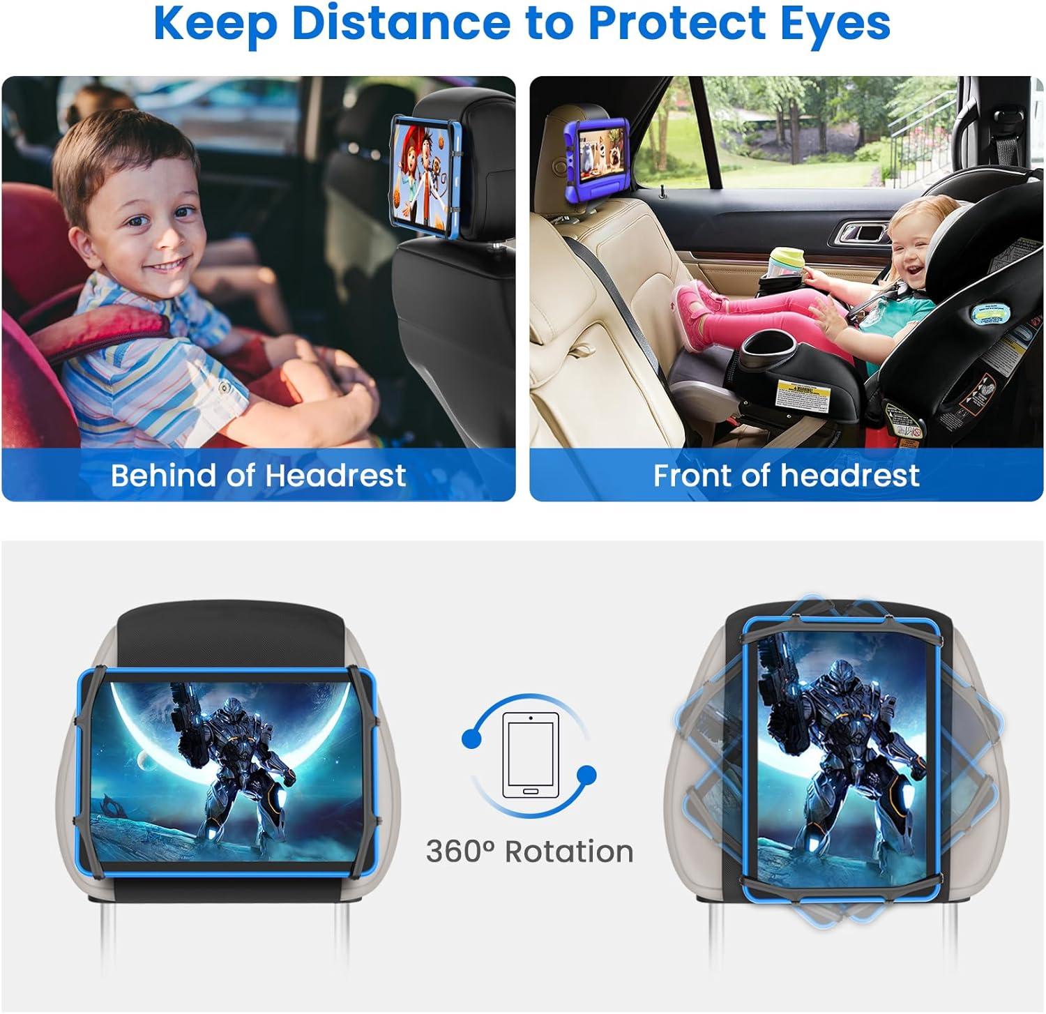 Thumbnail 6 de WONNIE Upgraded Car Headrest Tablet Mount 7–12.9in