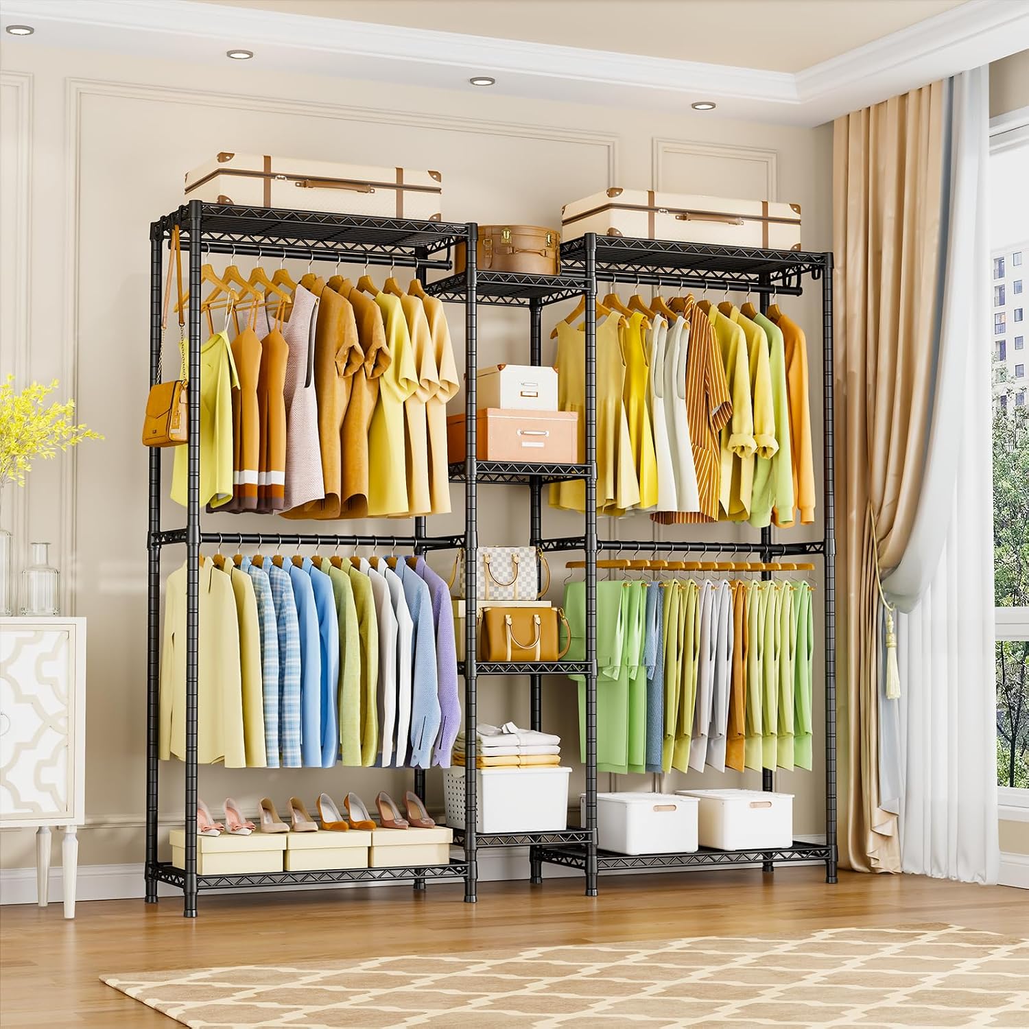 Thumbnail 2 de Ulif E4 UHK0103B Garment Rack with Adjustable Shelves and 4 Hanging Rods