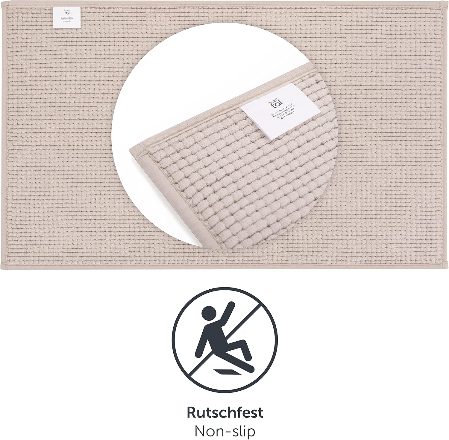 Detalle 2 de Blumtal chenille badmat 60 x 120 cm, donkergrijs, antislip en wasbaar