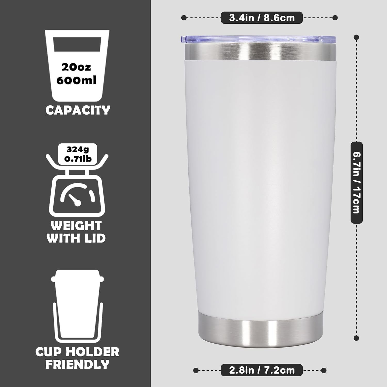 Thumbnail 3 de AUWBON 20oz Tumbler Stainless Steel Travel Mug