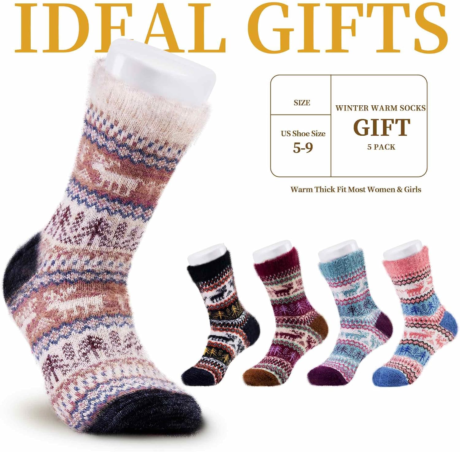 Thumbnail 5 de ICEIVY Women's Wool Socks, 5 Pairs