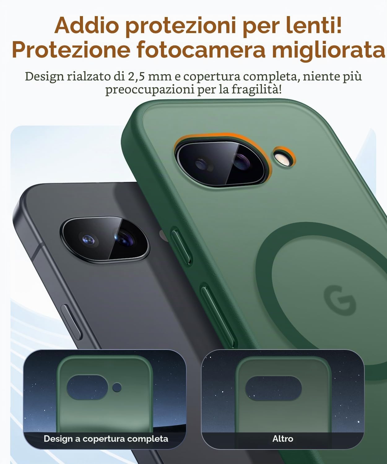 Detalle de CANSHN Cover Magnetica per Google Pixel 9a (6.3”) – protezione completo obiettivo, verde profond