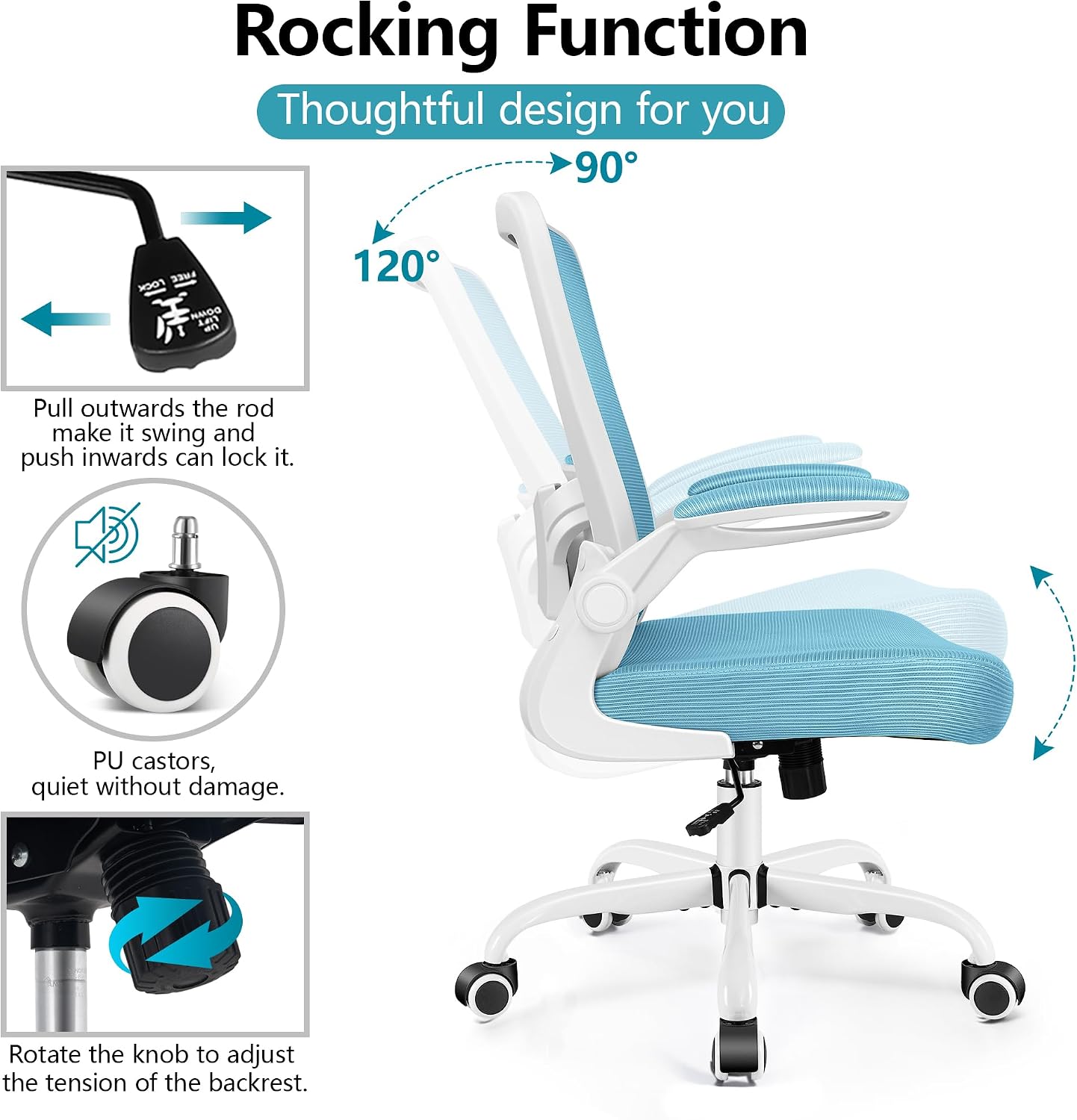 Detalle de FelixKing Office Chair (Ergonomic Mesh Desk Chair) with Adjustable Lumbar Support and Flip-up Armrests