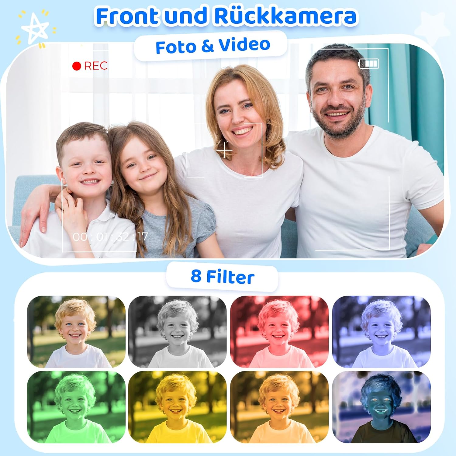 Detalle 2 de CHAKEYAKE Kinder Handy 4G Ohne Vertrag – Blau, Lernfunktionen, Dual Kamera, 3–9 Jahre