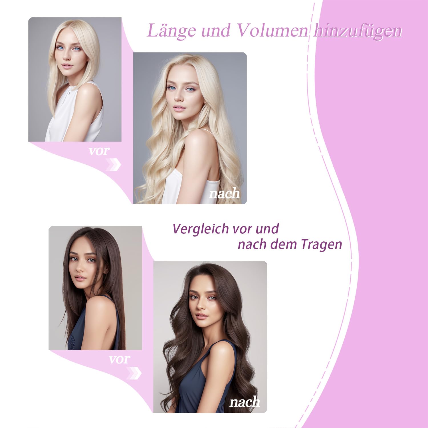 Detalle 2 de LieblichWelle Tape Extensions Echthaar, gebleichtes Blond, 50 cm – 20 Stück (50 g/Packung)