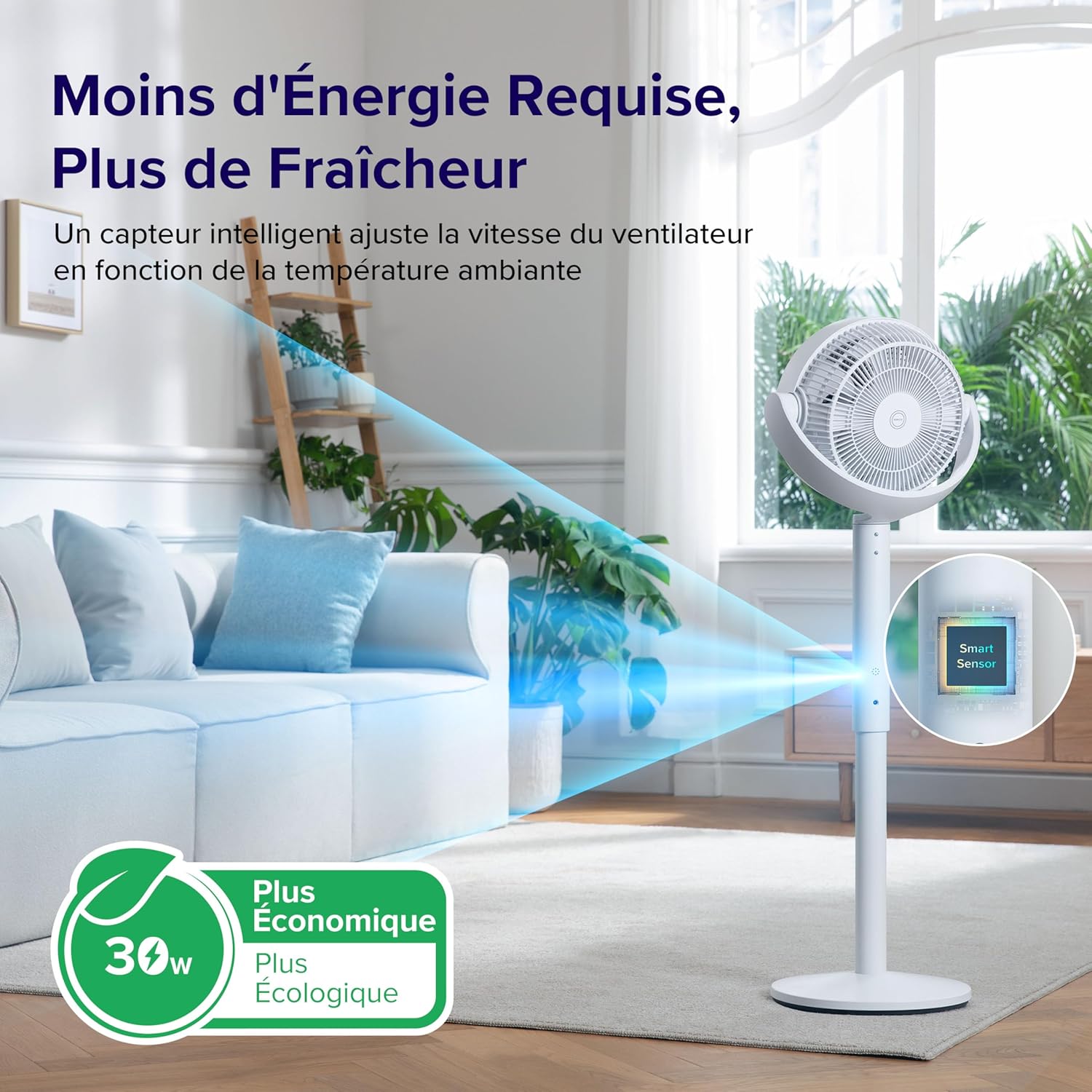 Detalle de LEVOIT Ventilatore a Piantana 20dB: silenzioso, potente e versatile per ogni ambiente