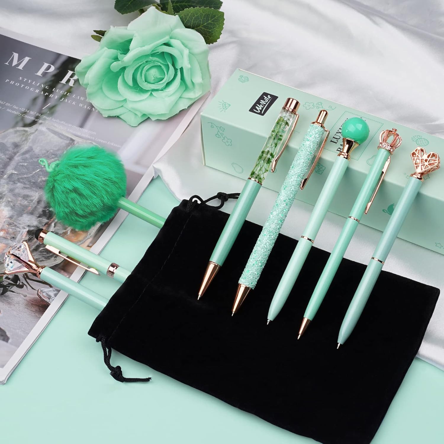 Thumbnail 1 de WEMATE 8Pcs Green Ballpoint Pens Set – Chic, Everyday Writing Gifts for Women
